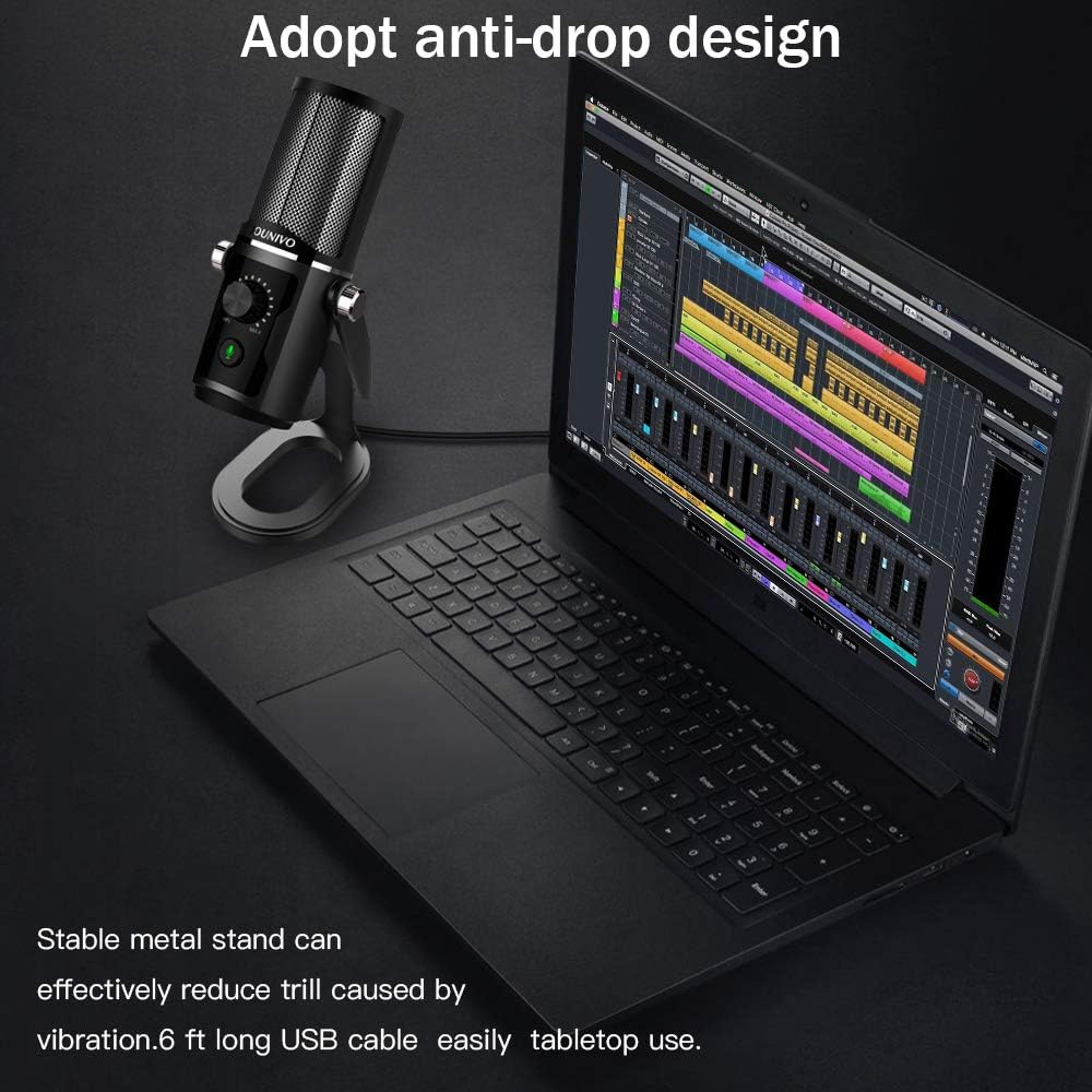 USB Recording Microphone Computer Podcast Condenser Cardioid Mic for PC Laptop Mac with Mute Button & LED Indicator for Vocals, YouTube, Streaming Broadcast, Podcasting, Skype, Gaming: Computers & Accessories