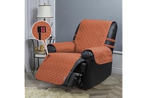 STONECREST CLASSIC HOME DECOR, INC STONECREST Heated Recliner Cover, Water Resistant Recliner Slipcover, Stay in Place (Coral, Heated Recliner 23" Regular)