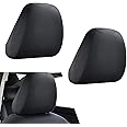 icykale 2 PCS Car Headrest Covers, Soft Washable Dirt-Proof Head Rest Protector Covering, 9.84" x 11.02" Fabric Head Rest Coverings Accessory, Universal for Most Cars Trucks SUVs (Black)
