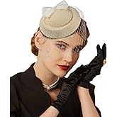Fascinators Hats 20s 50s Hat Pillbox Hat Cocktail Tea Party Headwear with Veil for Girls and Women
