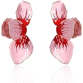 Pink Flower Earrings Statement Earrings for Women Dainty Pink Unique Oversized Flower Statement Earring Trendy Jewelry Birthday Gifts for Her Girlfriend Sister