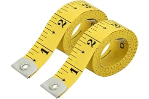 CrafTreat 2-Pack Yellow Tape Measure – Dual-Sided Standard & Metric Scales, Soft Flexible Ruler for Body Measurements & Tailo