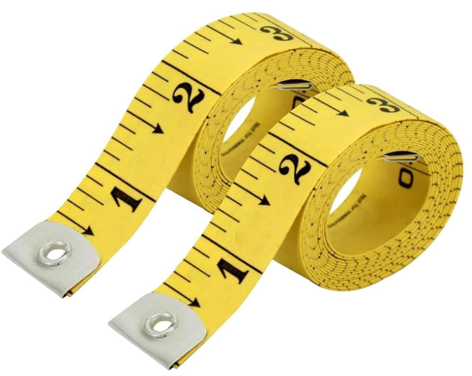 CrafTreat 2-Pack Yellow Tape Measure – Dual-Sided Standard & Metric Scales, Soft Flexible Ruler for Body Measurements & Tailoring, 60in/150cm