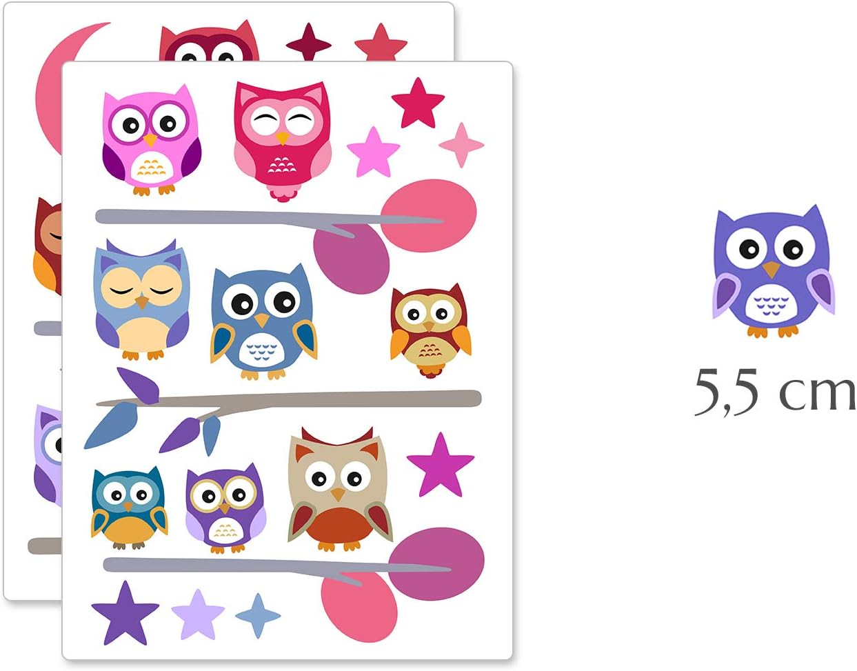 PREMYO Owls Wall Stickers Kids - Nursery Decor Easy to Apply - Decals for Bedrooms for Girls Boys, Owls Color - Image 4