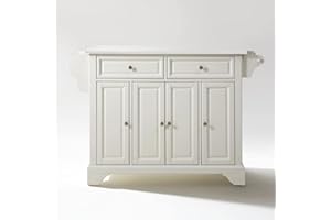 HomeStock Vintage Vogue Granite Top Full Size Kitchen Island,Spacious Countertop,Portable Design,Modern Kitchen Furniture,Convenient,/Cart White/Black