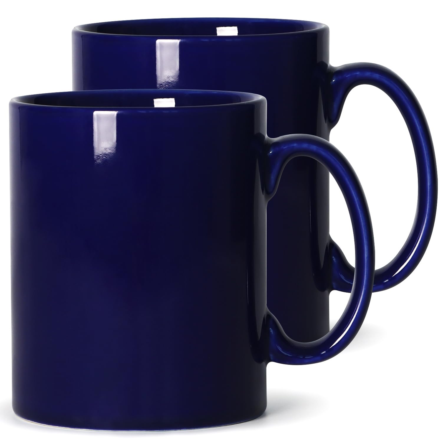 SHOWFULL Extra Large Coffee Mugs, 22 OZ Coffee Mug Set of 2, Smooth Ceramic Boss Cups, Big Capacity and Large Handle, for Dad Men, Blue