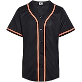 DEHANER Plain Blank Baseball Jerseys for Men Women Adult Hip Hop Hipster Button Down Shirts Sports Uniforms Outfits