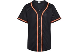 D DEHANER DEHANER Plain Blank Baseball Jerseys for Men Women Adult Hip Hop Hipster Button Down Shirts Sports Uniforms Outfits