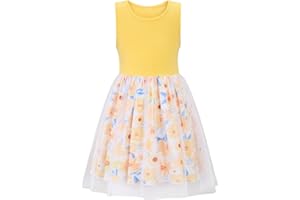 VIEILLE Girl Dress Casual Sleeveless Tutu Tulle Sundress for School Party 4-12 Years
