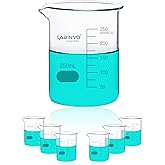 LABINVO Low Form Graduated Glass Beaker, 6pcs of Vol.250ml, 3.3 Borosilicate Glass Beaker Set, IN-BKL250