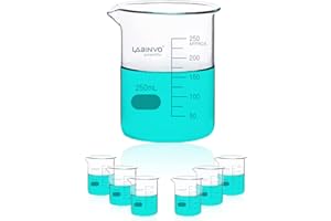 LABINVO Low Form Graduated Glass Beaker, 6pcs of Vol.250ml, 3.3 Borosilicate Glass Beaker Set, IN-BKL250