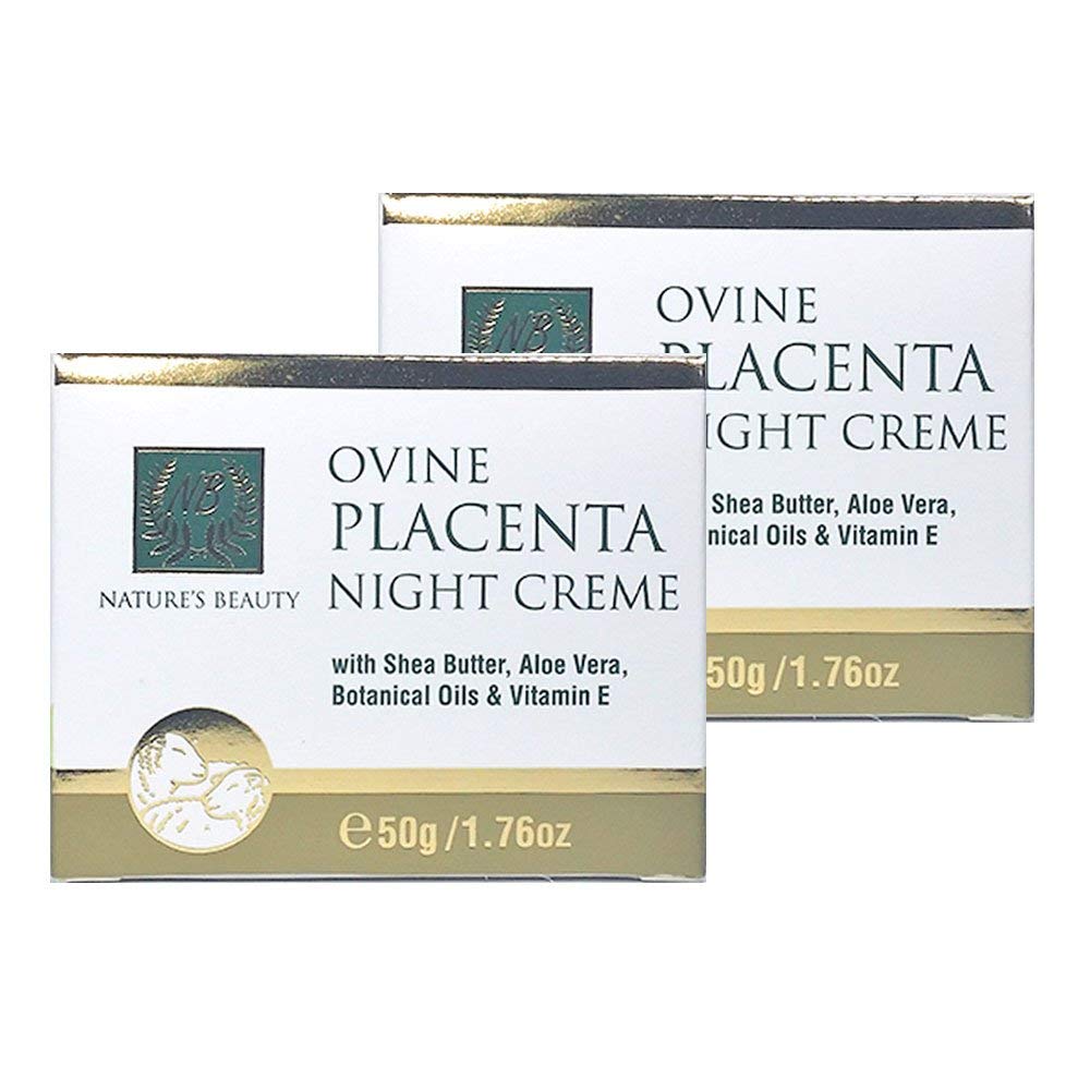正規品販売 ナイトケアクリーム B07kpc7hjt 並行輸入品 シアバター アロエベラ 植物油 ビタミンeと羊プラセンタナイトクリーム50g 2パック Beauty Nature S 新作グッ