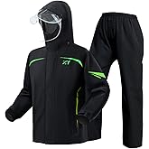 RINJOY Men's Waterproof Rain Suit Rain Gear Jacket and Pant Outdoor Packable Lightweight Breathable Hooded Raincoat