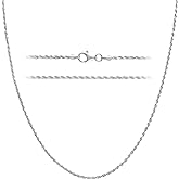 KISPER Solid 925 Sterling Diamond Cut 1.6mm Rope Chain Necklace for Women - Italian Made Durable Hypoallergenic Jewelry 16 18 20 22 24 30 Inch