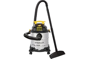 STANLEY SL18116 Wet/Dry Vacuum, 6 Gallon, 4 Horsepower, Stainless Steel Tank, 4.0 HP, Silver+Yellow