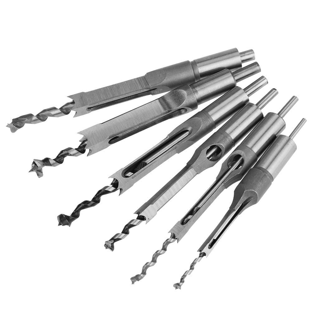 Greensen 6 Piece Square Hole Drill Bit, Wood Drill Bit for Square Hole, Auger Drill Bit Wood Tool for Square Hole for Construction, Installation - 6.35/8/9.5/12.7/14/16mm