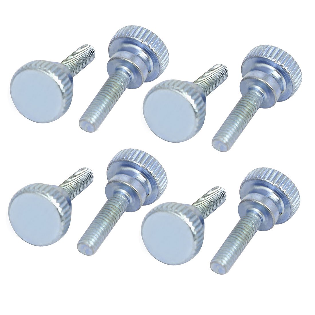 sourcingmap M4x16mm Flat Knurled Head Fully Threaded Thumb Screws Bolts Fastener 8pcs