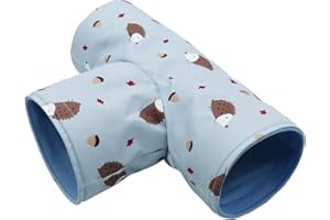 YMID SELECT Handmade Small Animal 3-Way Hideout Tunnel Collapsible Pet Play Toy Tunnel Tube for Dwarf Rabbit Hamster Guinea Pig Chinchilla Sugar Glider Hedgehog (Blue)