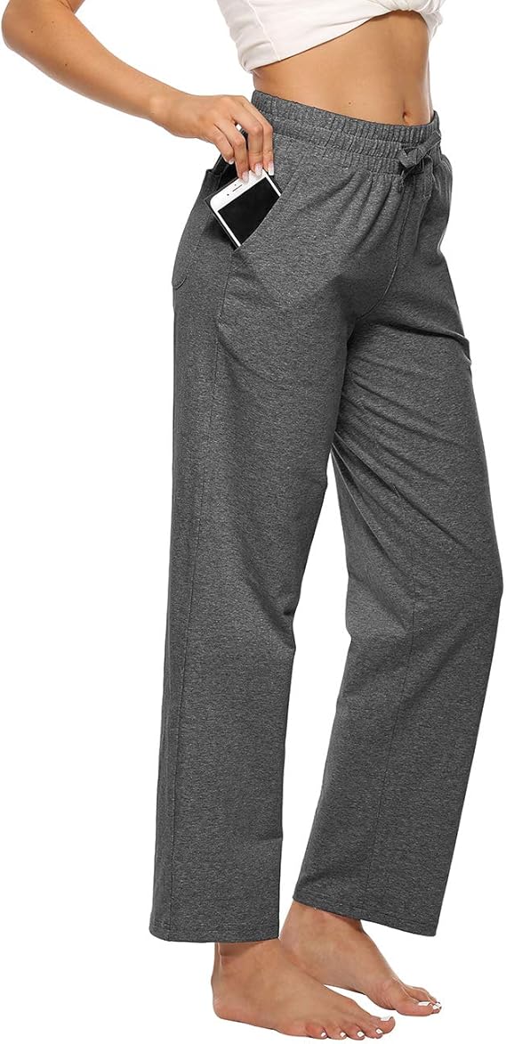 MOCOLY Women's Cotton Full Length Straight Leg Yoga Pants Activewear