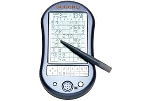 Bits and Pieces - Deluxe Sudoku Handheld Game-Electronic Pocket Size Sudoku Game, LED Screen, Great Gift - Measures 7 cm Wide