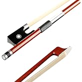 AMZZ Professional 1/2 Violin Bow &ndash; Brazilwood, Ebony Frog, White Horsehair, Handmade &amp; Balanced for Students &amp; Advanced Players