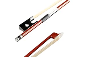 AMZZ Professional 1/2 Violin Bow – Brazilwood, Ebony Frog, White Horsehair, Handmade & Balanced for Students & Advanced Playe