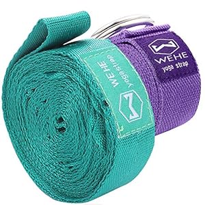 Yoga Starp – Adjustable Stretching Exercise Carrying Strap Support for Women Fitness, Sports, Workout, Flexibility, Include Free Multi-Loop Exercise Strap Block Set(2 Pack)