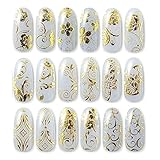 LKE 432 Pieces 3D Gold Flowers Nail Art Stickers Decals For Nail Tips Decorations Nails and toes Manicure Kits(4 Colors)