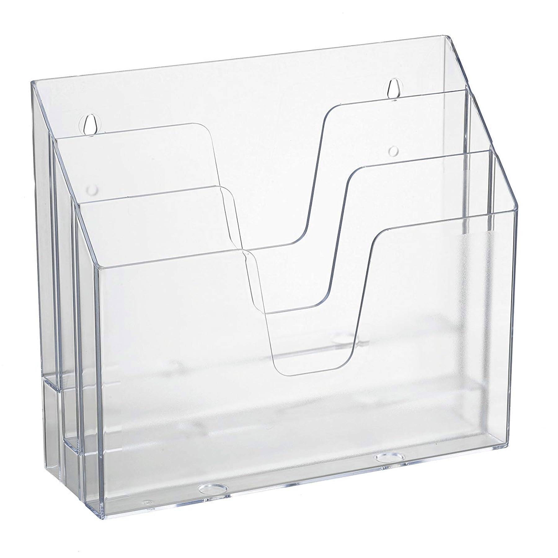 Acrimet Horizontal Triple File Folder Holder Organizer, Open Top Desktop Document Sorter for Letter Size Papers & Folders, Plastic (Clear Crystal)