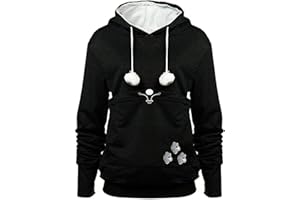 YYW Womens Pet Hoodies Pullover Sweatshirt Oversized Cat Hoodies Pet Holder Cat Dog Pouch Carriers (Black,4X-Large)
