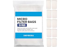 Impresa Fine Mesh Pool Vacuum Bags - 10-Pack Nylon Micro Filter Bags - Ultra-Fine Mesh for Sand & Silt - Compatible with Water Tech Pool Blaster Vacuums