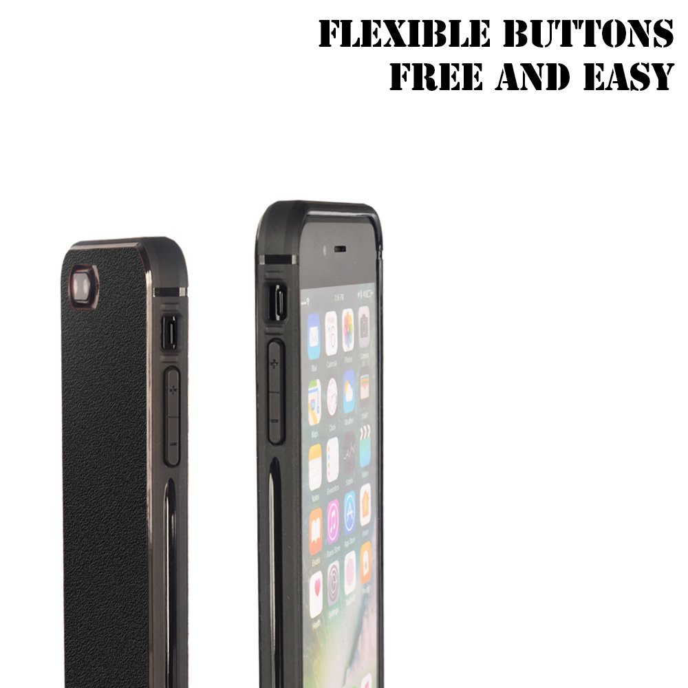 iPhone 7 Plus/8 Plus case, MagicSky Ultra Slim Premium PU Leather Shock-absorbing Protective Bumper Case with Built-in Nickel Metal Plate work with Universal Magnetic Phone Car Mount Holder - Black