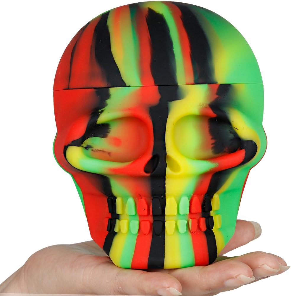 HAOER 1PCS 500ml Biggest Skull Shape Non-stick Silicone Dab Container Wax Jar Oil Box Stoarge Canister(500ml)