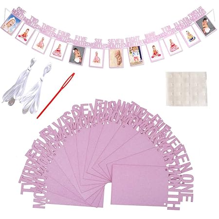 Amasawa Baby 0-12 Monat Foto Banner 1. Geburtstag Girlande Bilderrahmen Für Babyparty Taufe Dekoration Geburtstagsparty Dekor