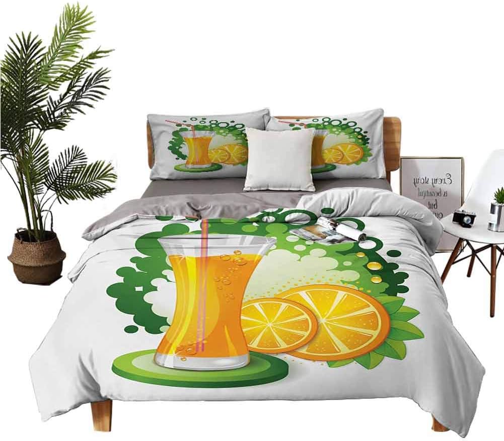 Green and Orange Duvet Cover Set with Zipper Closure 3