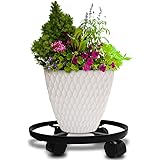 Amagabeli 14" Metal Plant Caddy HEAVY DUTY Iron Potted Plant Stand with Wheels Round Flower Pot Rack on Rollers Dolly Holder on Wheels Indoor Outdoor Planter Trolley Casters Rolling Tray Coaster Black