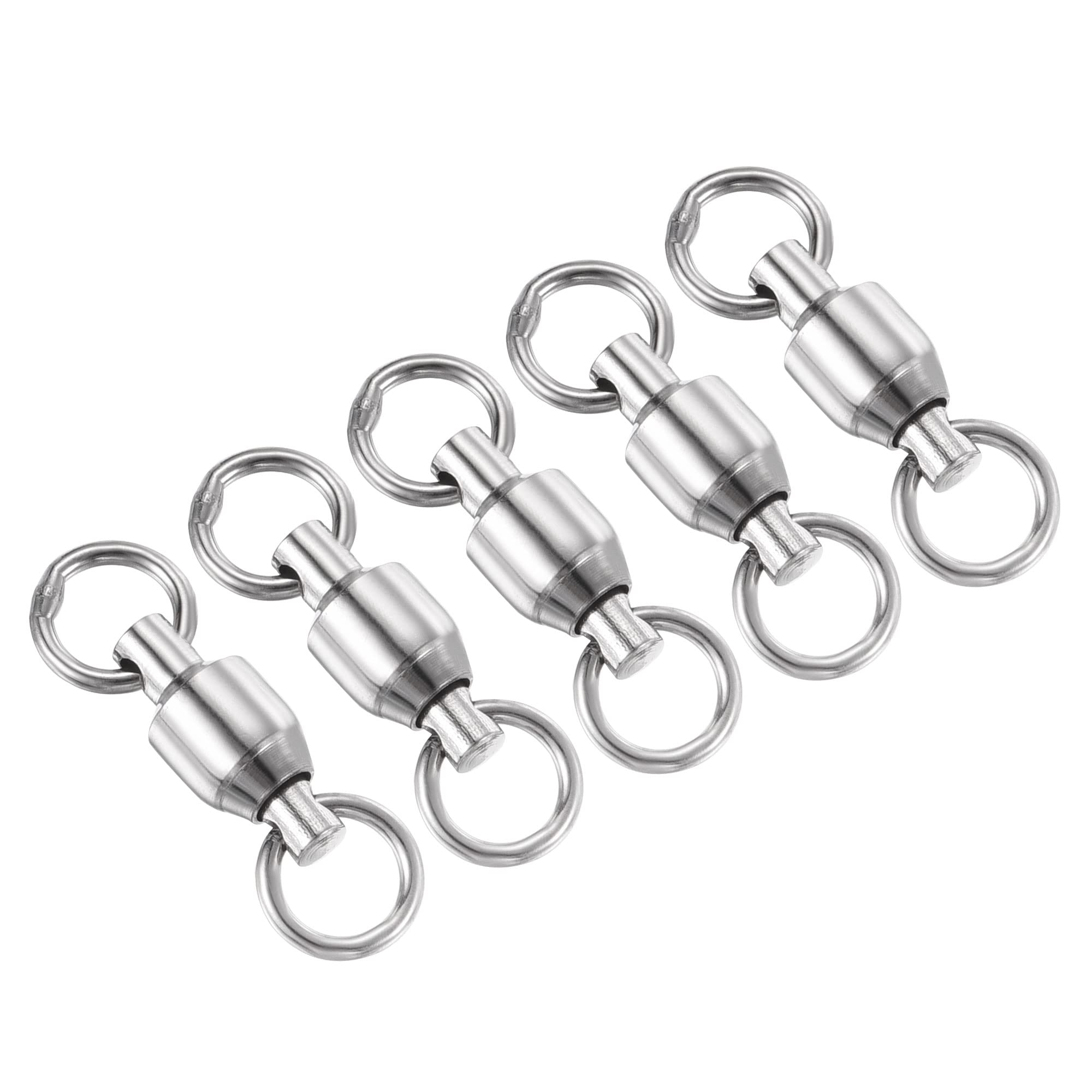 PATIKIL Ball Bearing Swivel, 25 Pack 134lb Stainless Steel Solid Welded Ring Fishing Tackle Connector, Silver