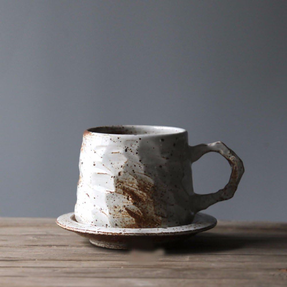 QPSSP Coffee Cup, Pure Hand, Rough Pottery, Coffee Cup, Dish Set, Ceramic Artist'S Hand, Japanese Style Art Brief, Hand Made Coffee Cup,A