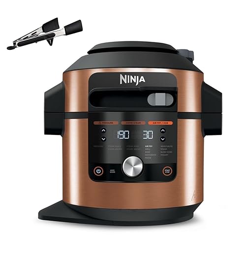 Ninja Foodi MAX 14-in-1 SmartLid Multi Cooker, 7.5L Electric Pressure Cooker & Air Fryer, Combi-Steam, Slow Cook, Bake, Grill, Copper/Black Amazon Exclusive OL650UKCP