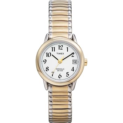 Timex Women's Easy Reader 25mm Watch – Two-Tone Case White Dial with Extra-Long Two-Tone Expansion Band
