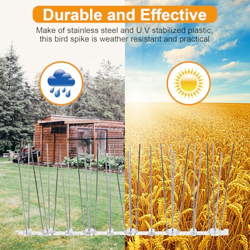 Anti-Pigeon Spikes 2.25 Metres Spikes for Pigeons, Anti Birds, 9 Pieces Bird Scares Balcony Spikes Anti Cats for Roofs, Gardens, Private Barriers, Terrace and Windows