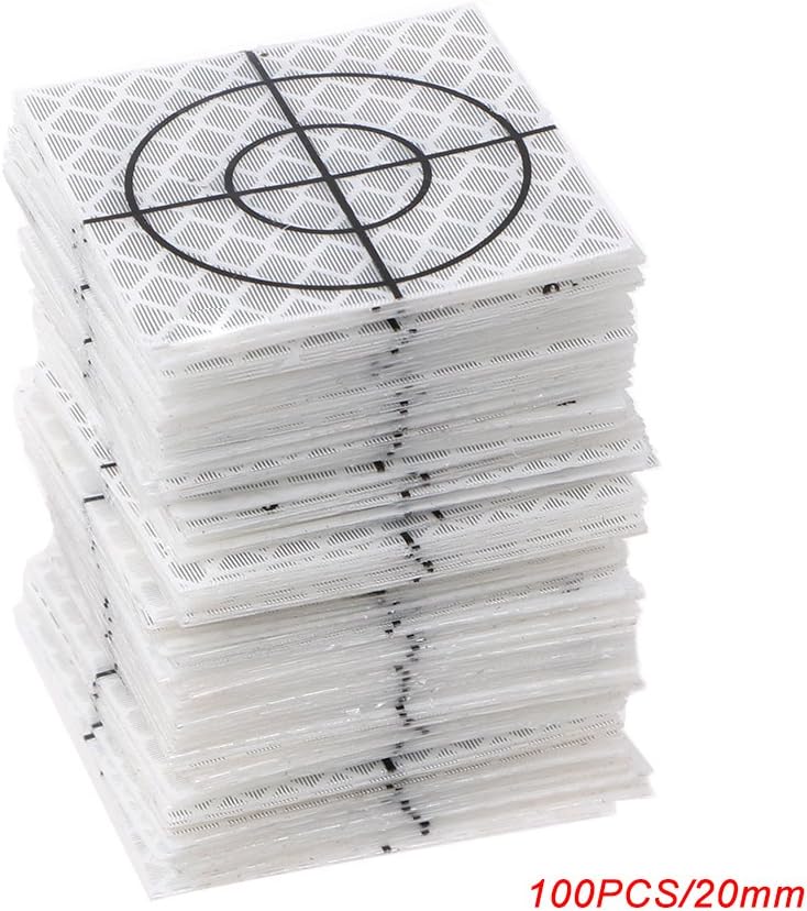 JunYe 100 Pieces Reflector Sheet Reflective Tape Target Total Station 20/30/40/50/60mm - 20MM