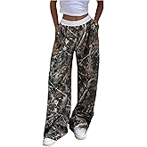SOLY HUX Women's Camo Pants Elastic Waist Baggy Wide Leg Y2k Sweatpants with Pockets
