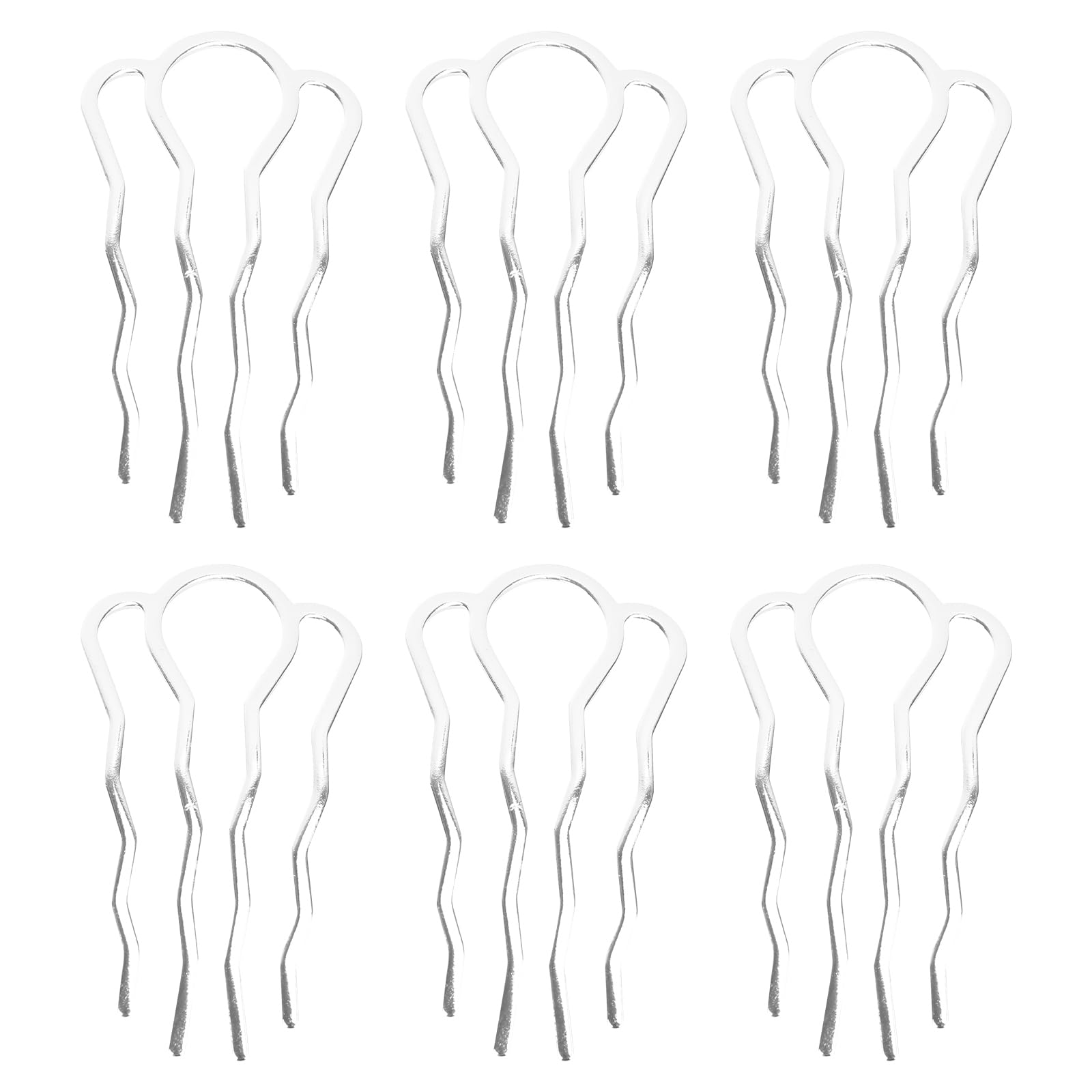Lurrose Metal Hair Fork Clip 6pcs 4 Hair Side Combs U Shaped Metal Side Combs Clips Diy pins Wedding Clips for Girls Woman (Silver)