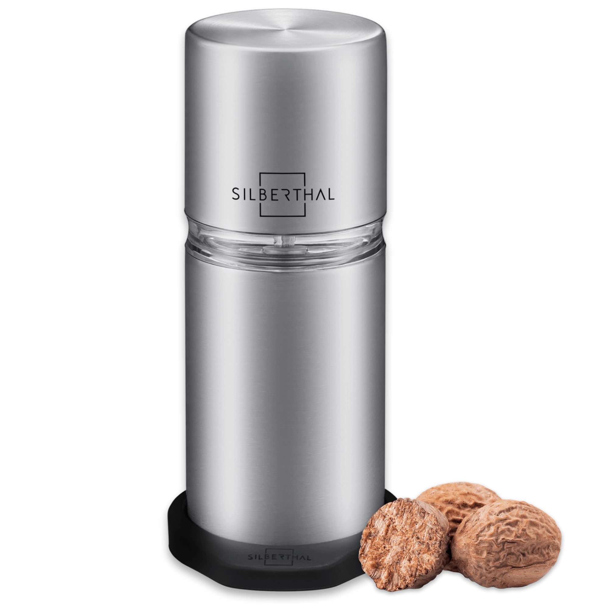 SILBERTHAL Manual Nutmeg Grinder | Stainless Steel Grinding Mill | Transparent Reservoir for 4 Nutmegs…