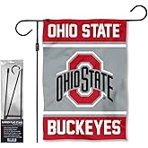 Ohio State Buckeyes Garden Banner Flag with Flag Pole Stand Set