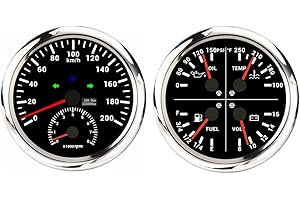 ELING 2 Gauge Set 110mm 0-200km/h GPS Speedometer Universal with Tachometer 0-8000RPM 4in1 Multi-Function Gauge Fuel Level Wa