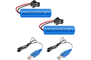 VICMILE 3.7V 800mah Li-ion Battery 2Pack with USB Chargers SM-2P Plug RC Rechargeable Battery Compatible with Remote Control 