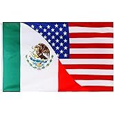 Mexico USA Friendship Flag, 3x5 Ft Mexico American Flag Banner, Backyard Lawn Hanging Decor Flags, Room Banner.