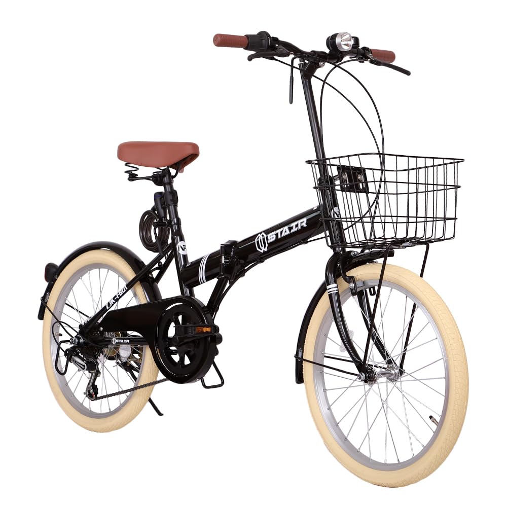 STAIR 折りたたみ自転車 20インチ かご付き ブラック/クリームの商品画像
